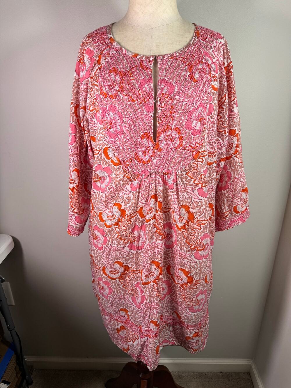 Roberta Roller Rabbit Floral Tunic Cover Up Top Size Medium Boho Resortwear